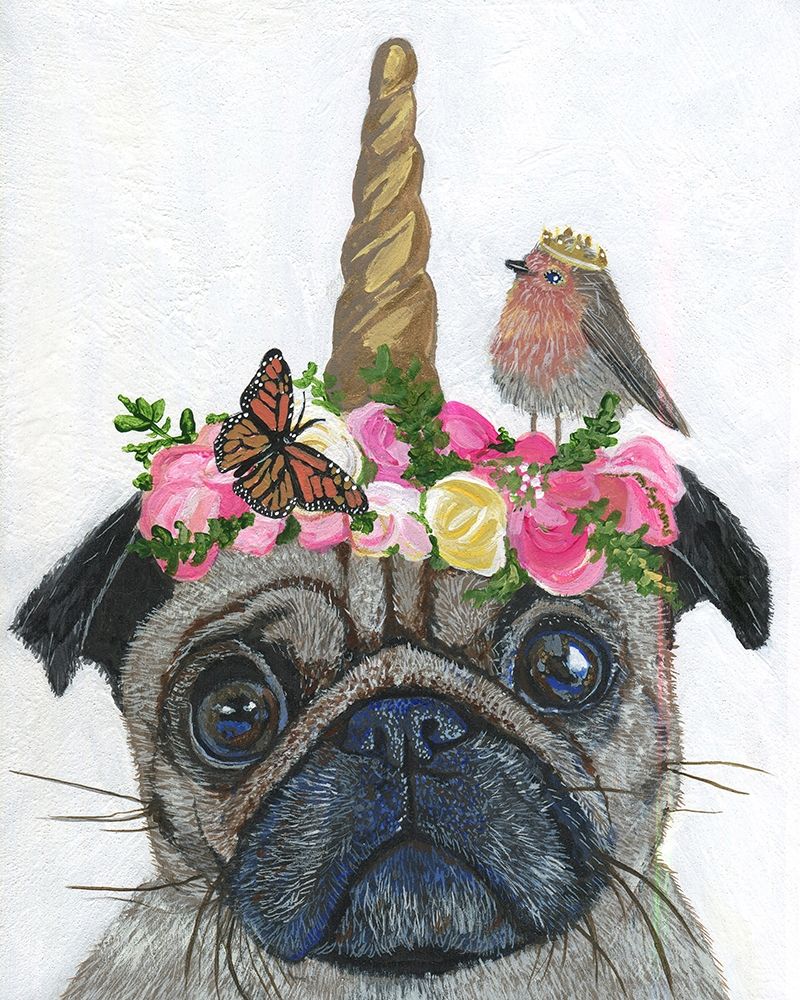 Unicorn Pug art print by Melissa Symons for $57.95 CAD