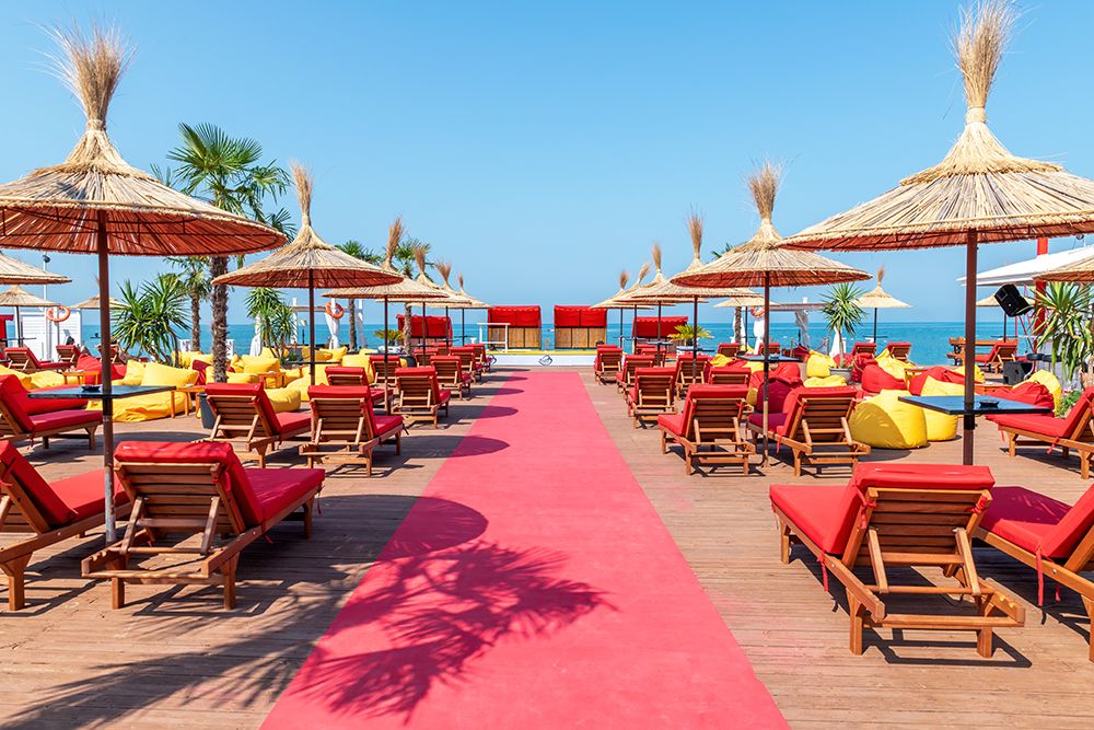 Albanian Beach Bar art print by Richard Silver for $57.95 CAD