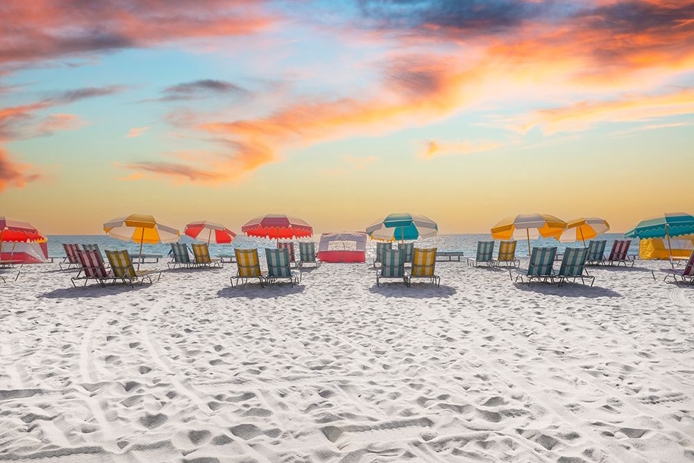 Striped Beach Chairs, South Beach Miami I art print by Richard Silver for $57.95 CAD