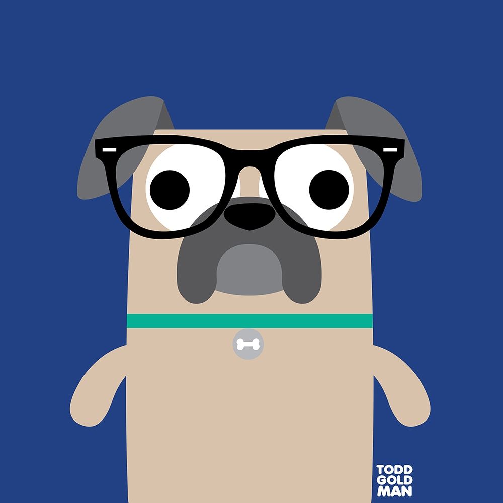 Bow Wow Pug art print by Todd Art for $57.95 CAD