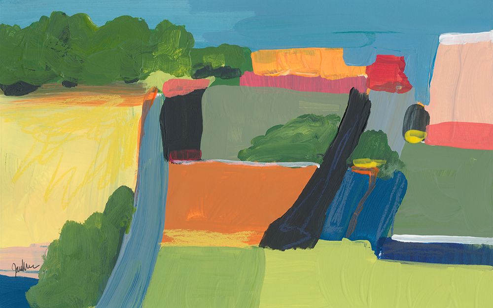 Small Town On a Hill No. 1 art print by Jan Weiss for $57.95 CAD