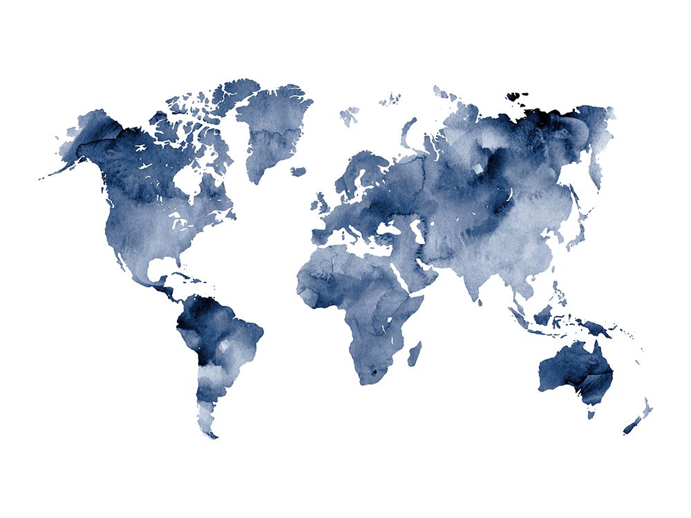 Indigo World Map art print by Brandon Wong for $57.95 CAD