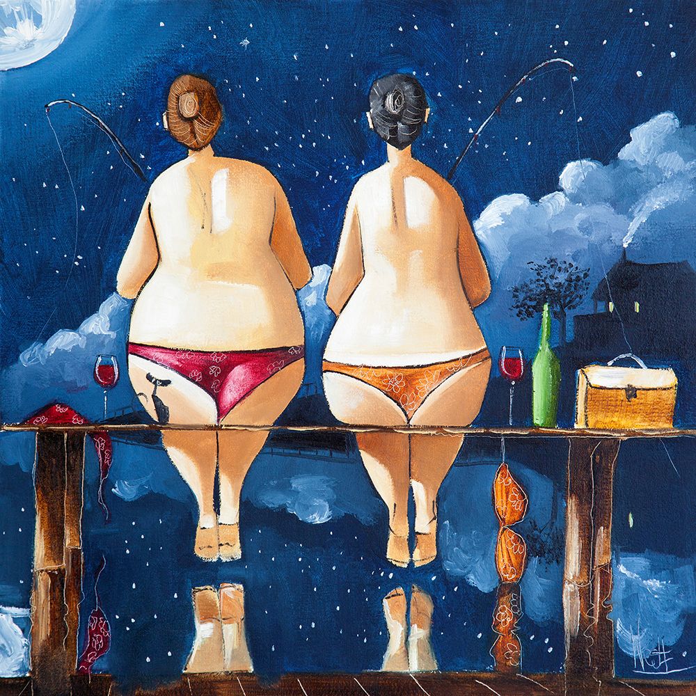 Two Sisters Fishing art print by Ronald West for $57.95 CAD