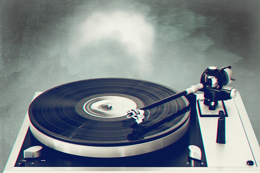 Retro Record Player art print by Dirk Wustenhagen for $57.95 CAD