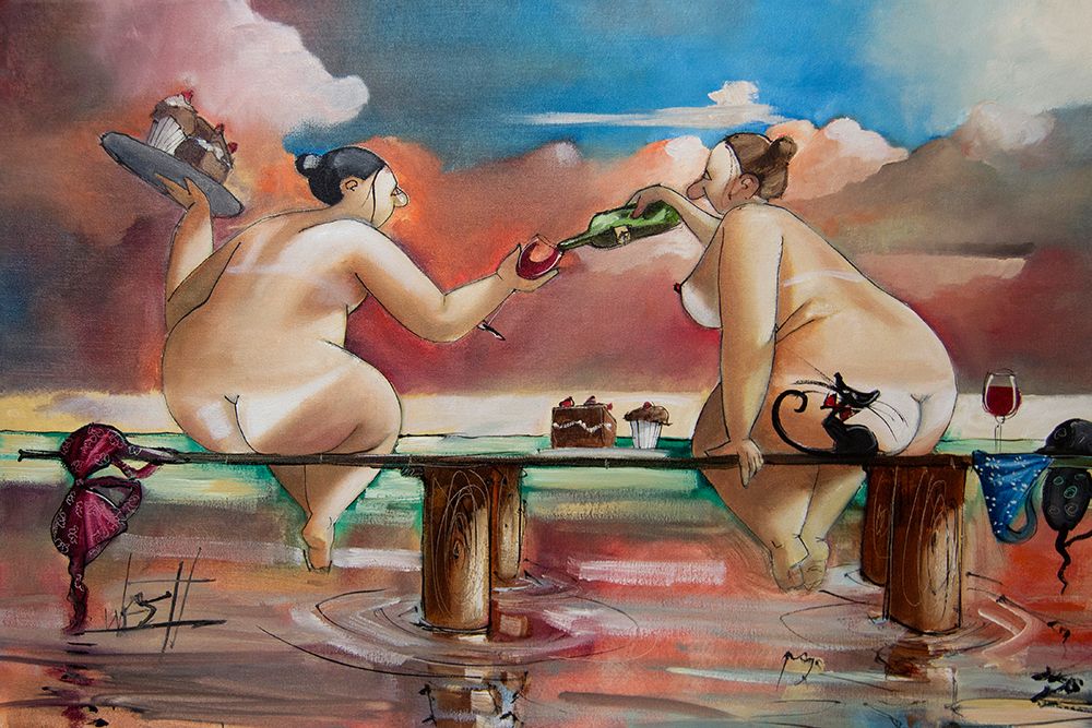 Wine and Cake On The Jetty art print by Ronald West for $57.95 CAD