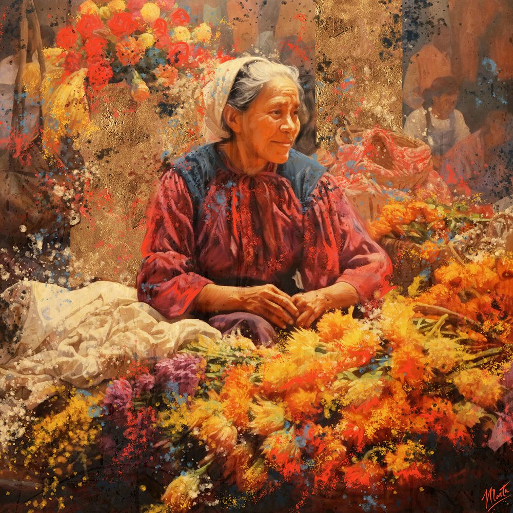 Mexican Flower Lady I art print by Marta Wiley for $57.95 CAD