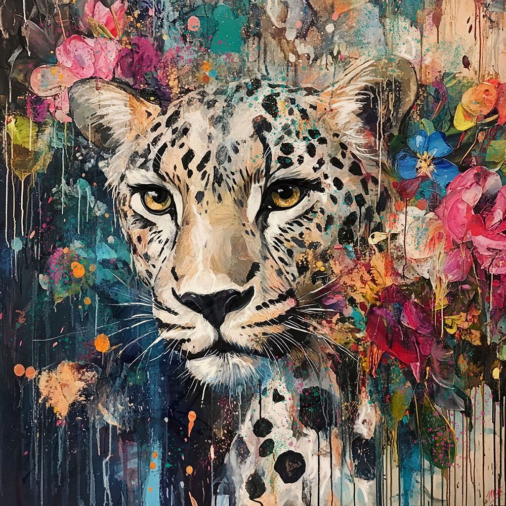 Cheetah and Flowers art print by Marta Wiley for $57.95 CAD
