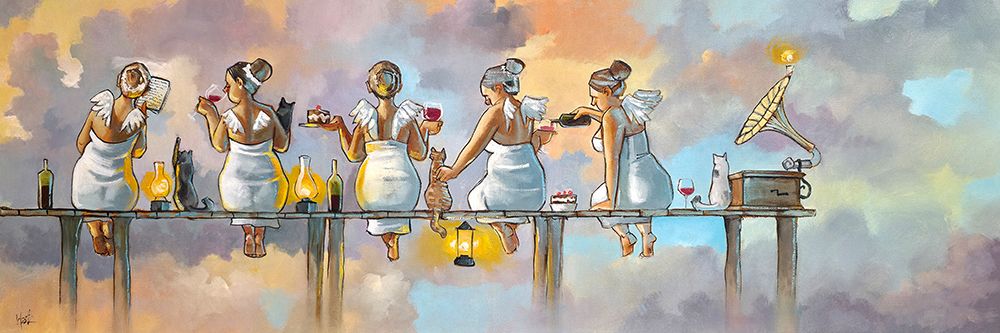 Wings, Wines And Whiskers art print by Ronald West for $57.95 CAD