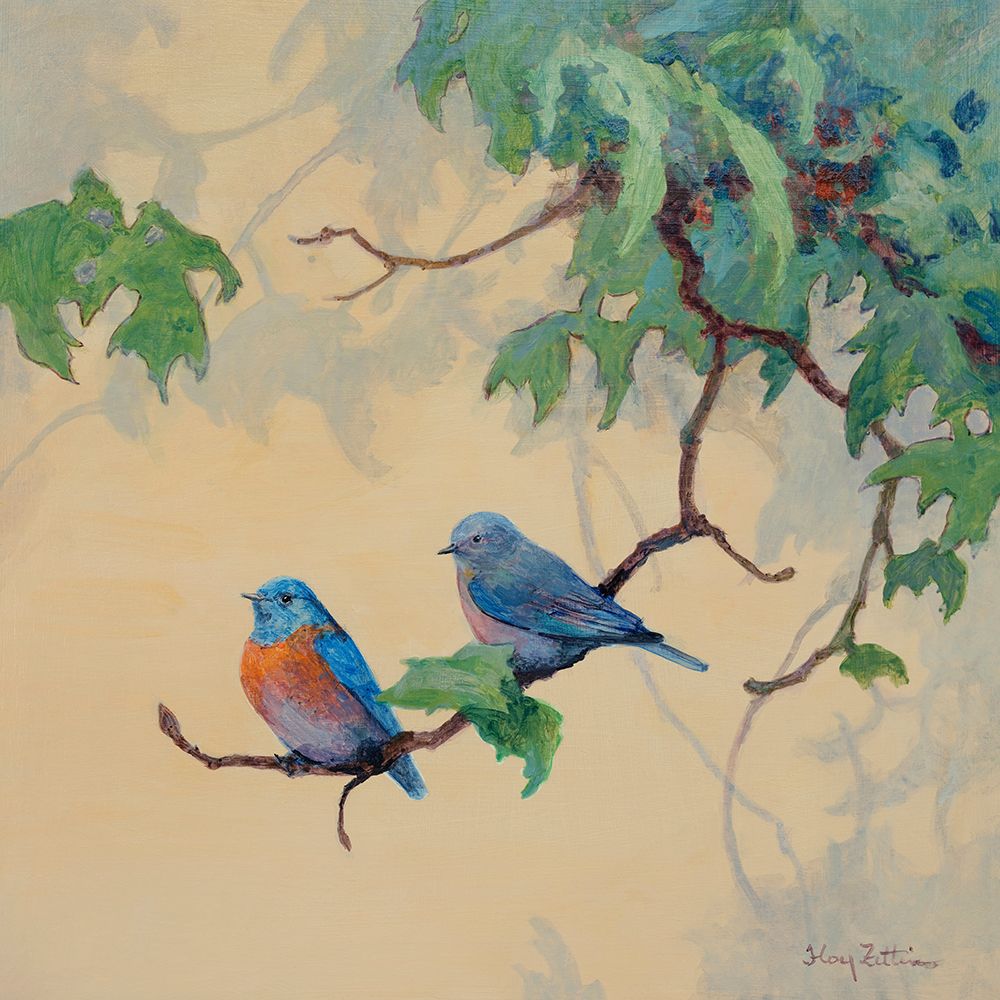 Blue Birds Together art print by Floy Zittin for $57.95 CAD