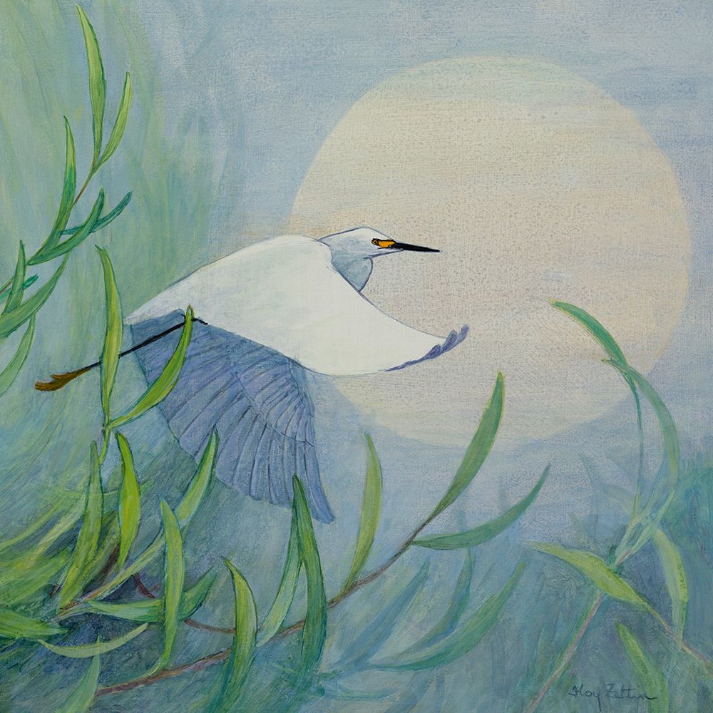 Soaring Snowy Egret art print by Floy Zittin for $57.95 CAD