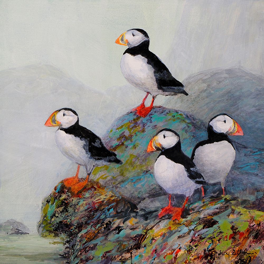 Atlantic Puffins on Rocks art print by Floy Zittin for $57.95 CAD