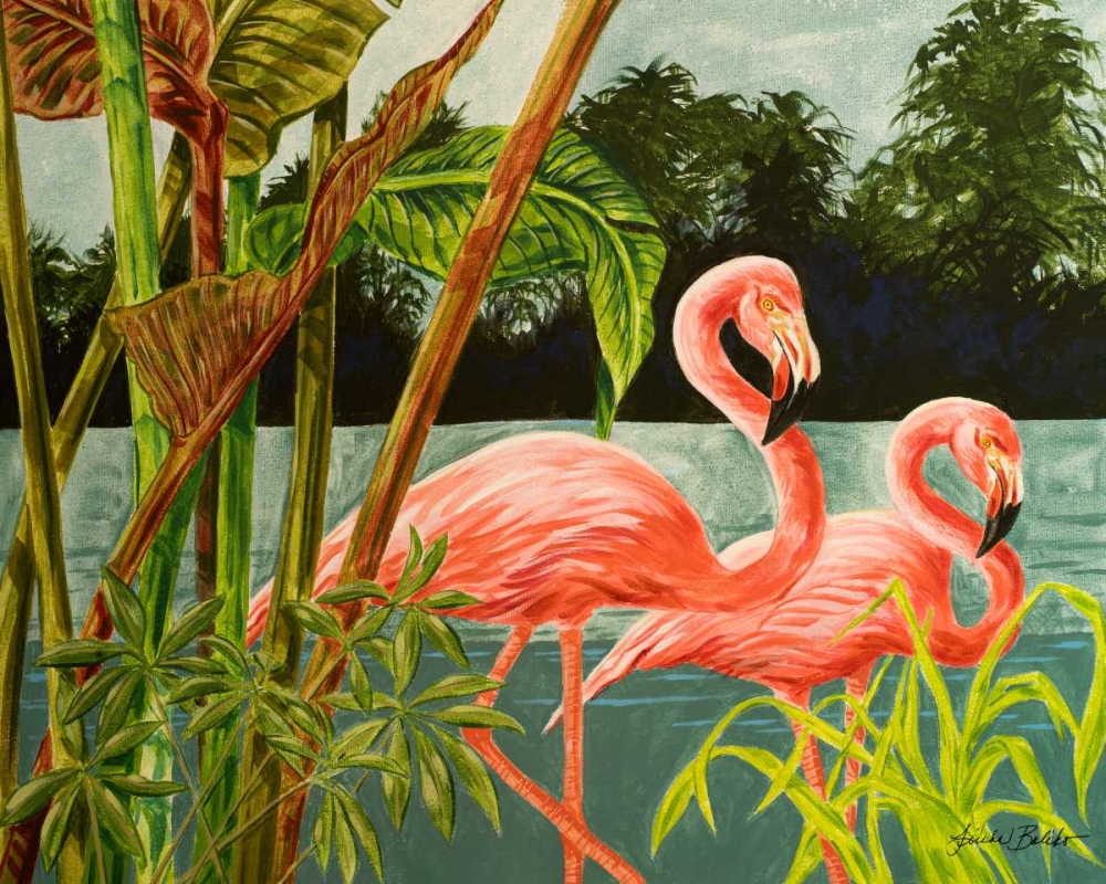 Tropical Flamingo II art print by Linda Baliko for $57.95 CAD