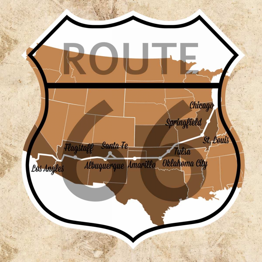Route 66 Map art print by SD Graphics Studio for $57.95 CAD