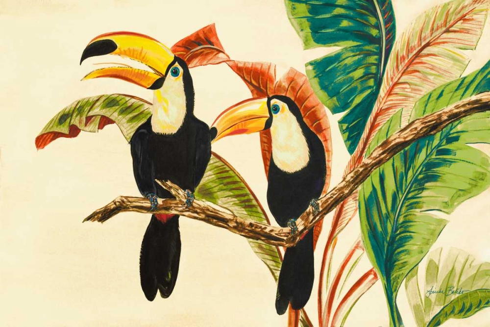 Tropical Toucans I art print by Linda Baliko for $57.95 CAD
