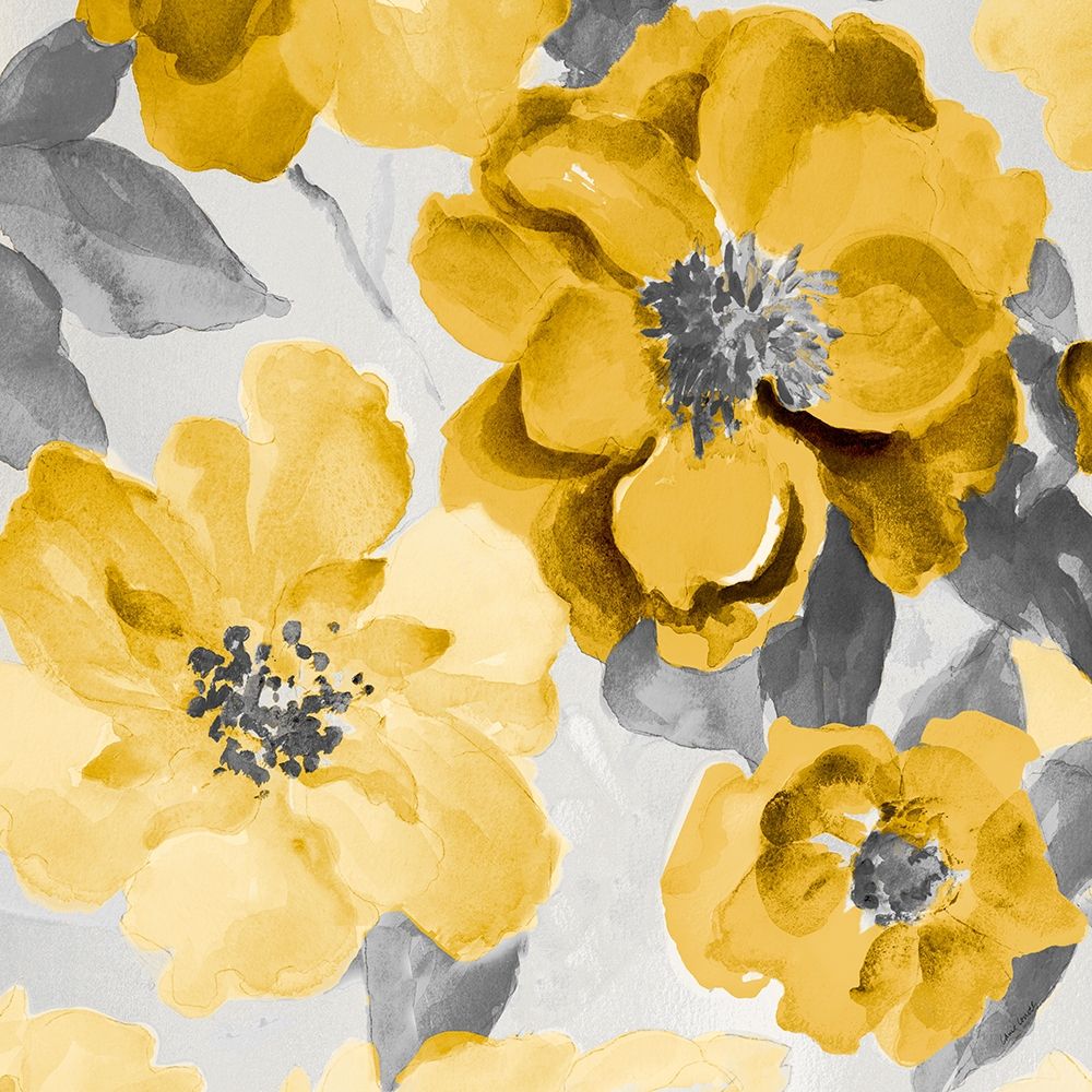 Yellow and Gray Floral Delicate I art print by Lanie Loreth for $57.95 CAD