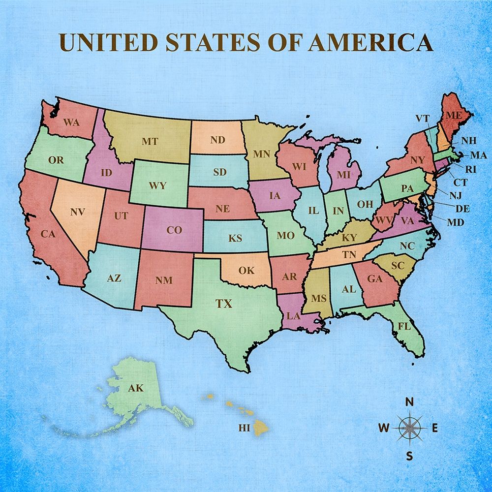 Map of the United States art print by Josefina for $57.95 CAD