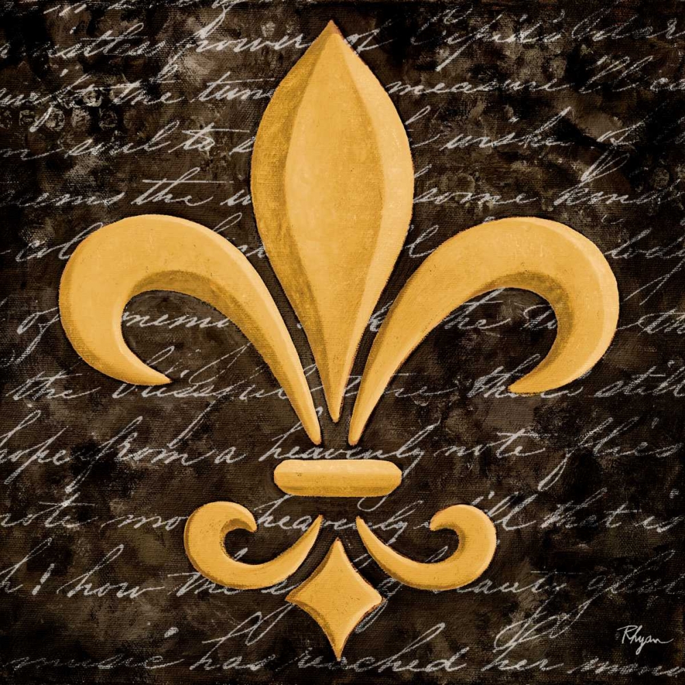 Scripted Gold Fleur de lis I art print by Vivien Rhyan for $57.95 CAD
