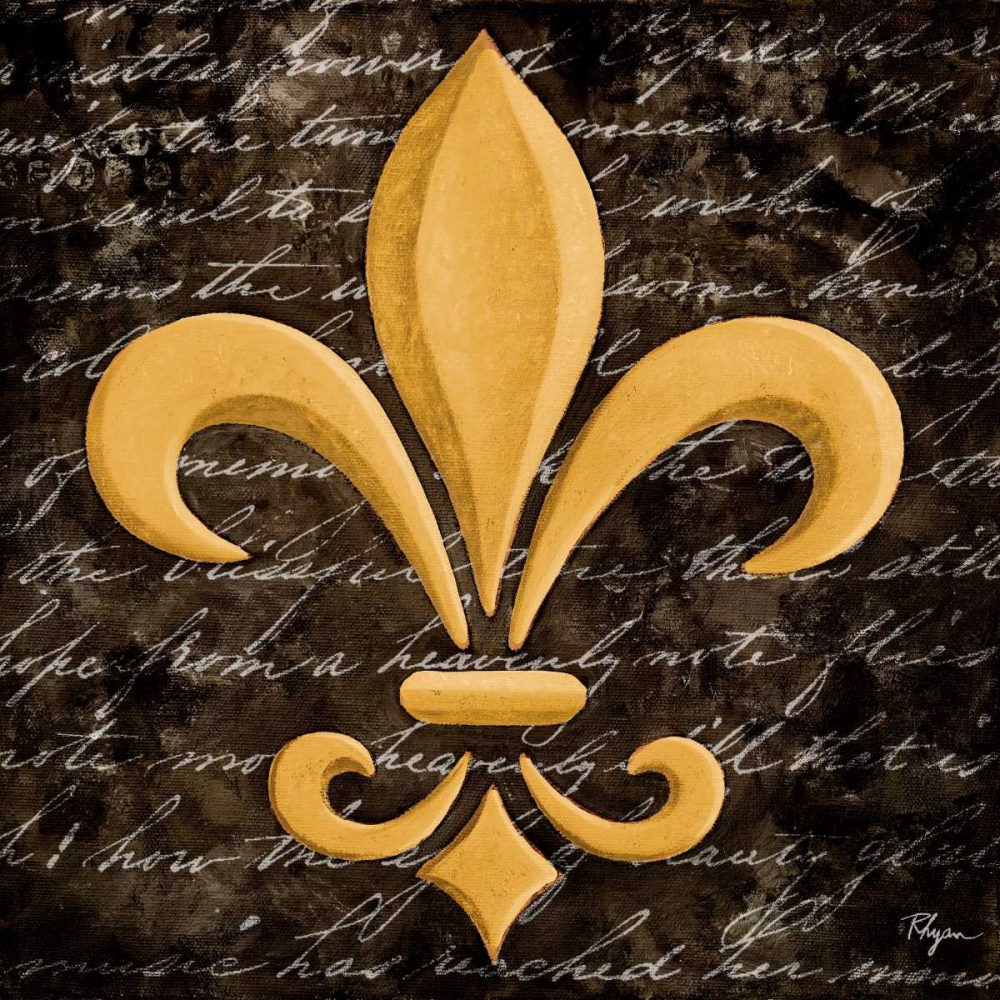 Scripted Gold Fleur de lis Border I art print by Vivien Rhyan for $57.95 CAD