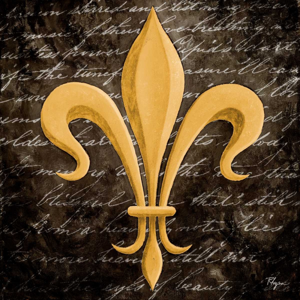 Scripted Gold Fleur de lis II art print by Vivien Rhyan for $57.95 CAD