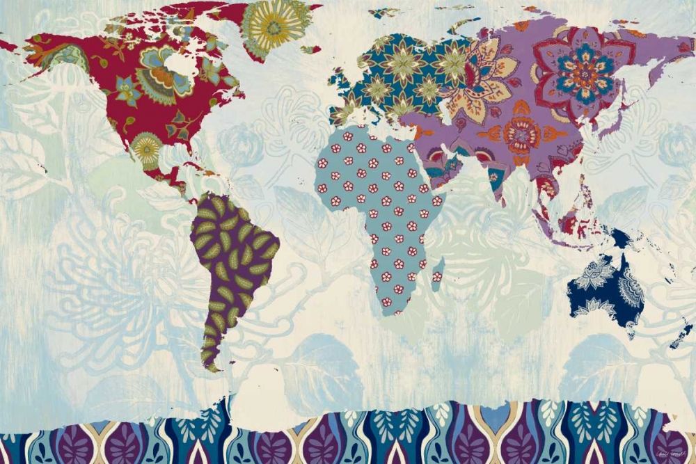 Patchwork World Map art print by Lanie Loreth for $57.95 CAD
