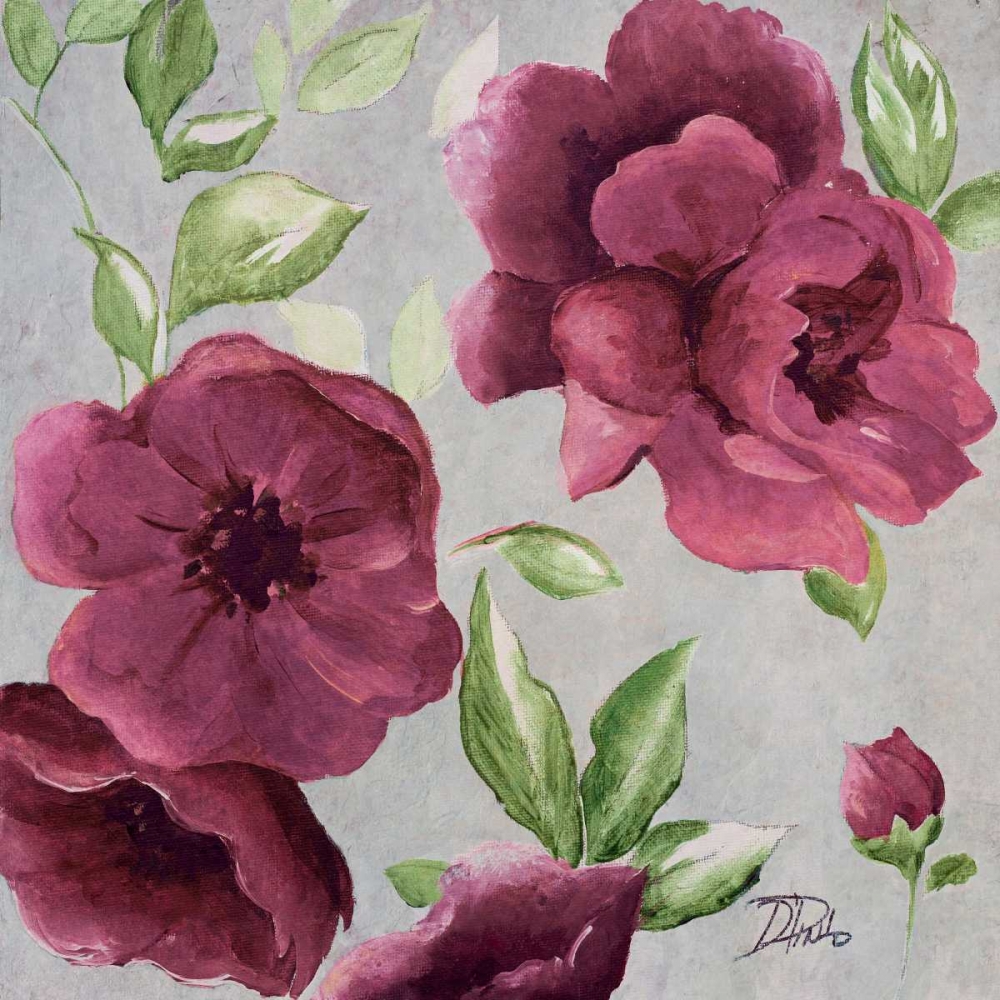 Gray and Plum Florals I art print by Patricia Pinto for $57.95 CAD