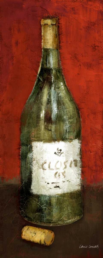 White Wine and Cork I (red background) art print by Lanie Loreth for $57.95 CAD