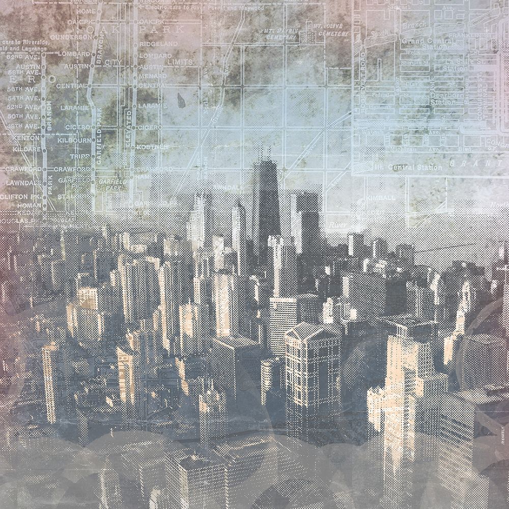 Chicago Skyline II art print by Dan Meneely for $57.95 CAD