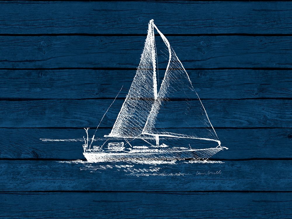 Sailboat on Blue Wood art print by Lanie Loreth for $57.95 CAD