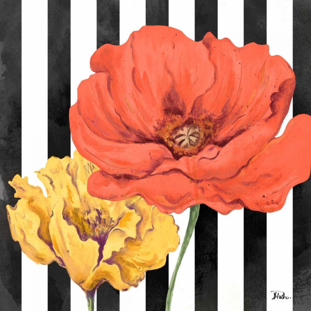 Poppies on Stripes II art print by Patricia Pinto for $57.95 CAD