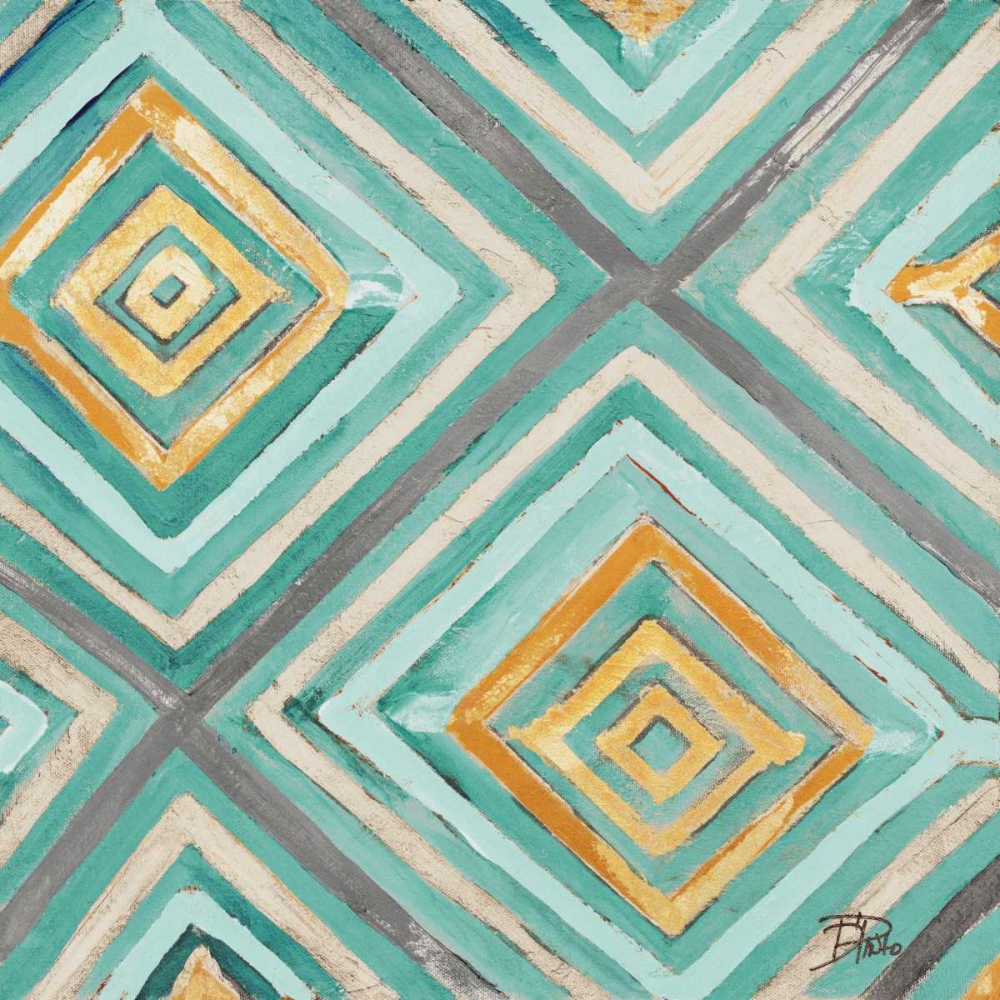 Coastal Ikat with Gold I art print by Patricia Pinto for $57.95 CAD