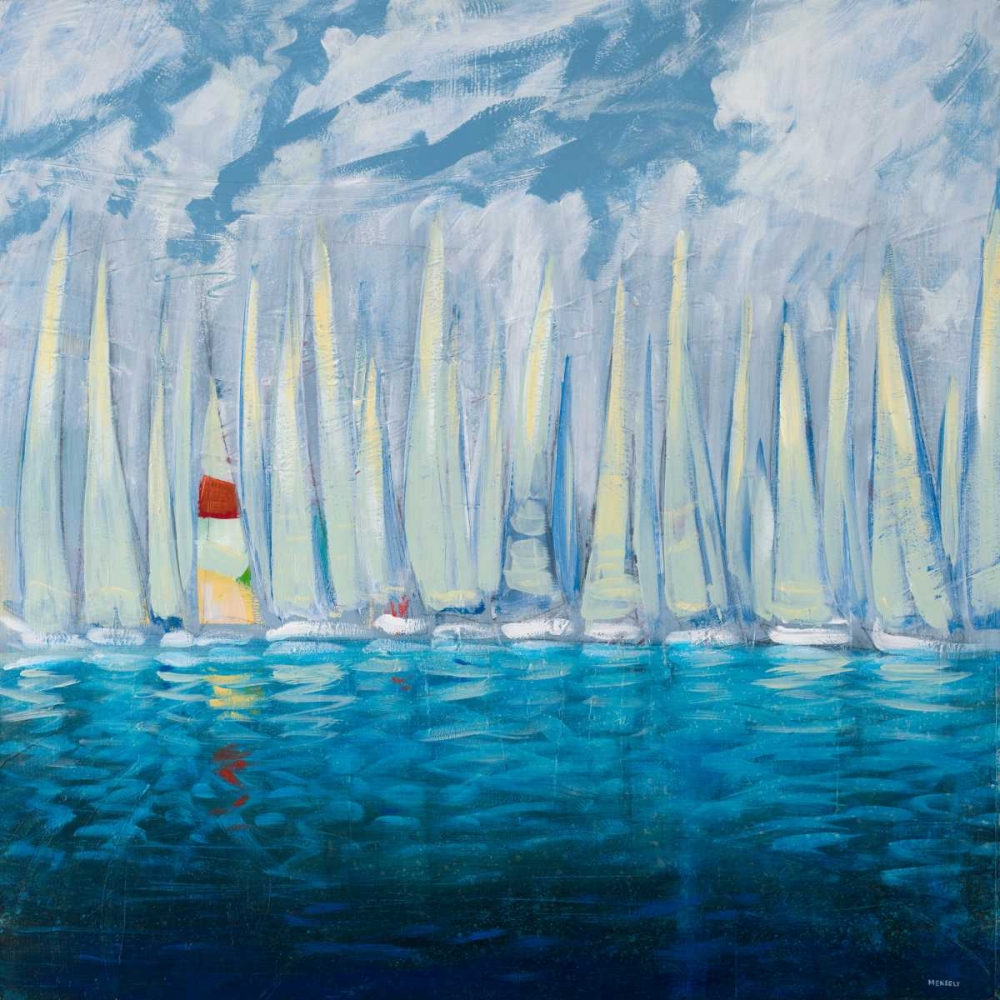 Dozen Blue Sailboats art print by Dan Meneely for $57.95 CAD