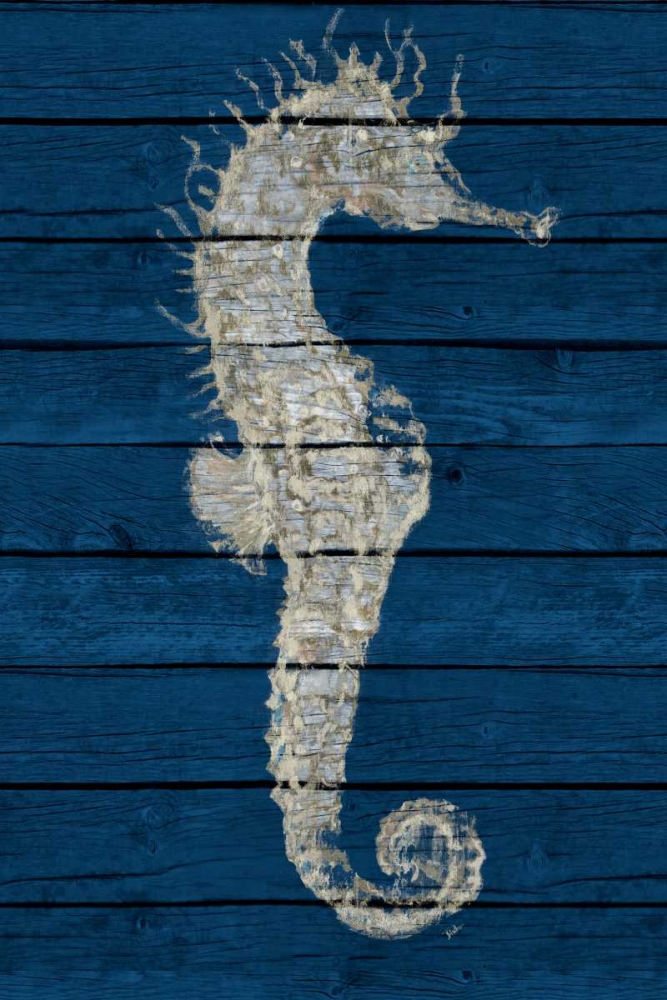 Antique Seahorse on Blue I art print by Patricia Pinto for $57.95 CAD