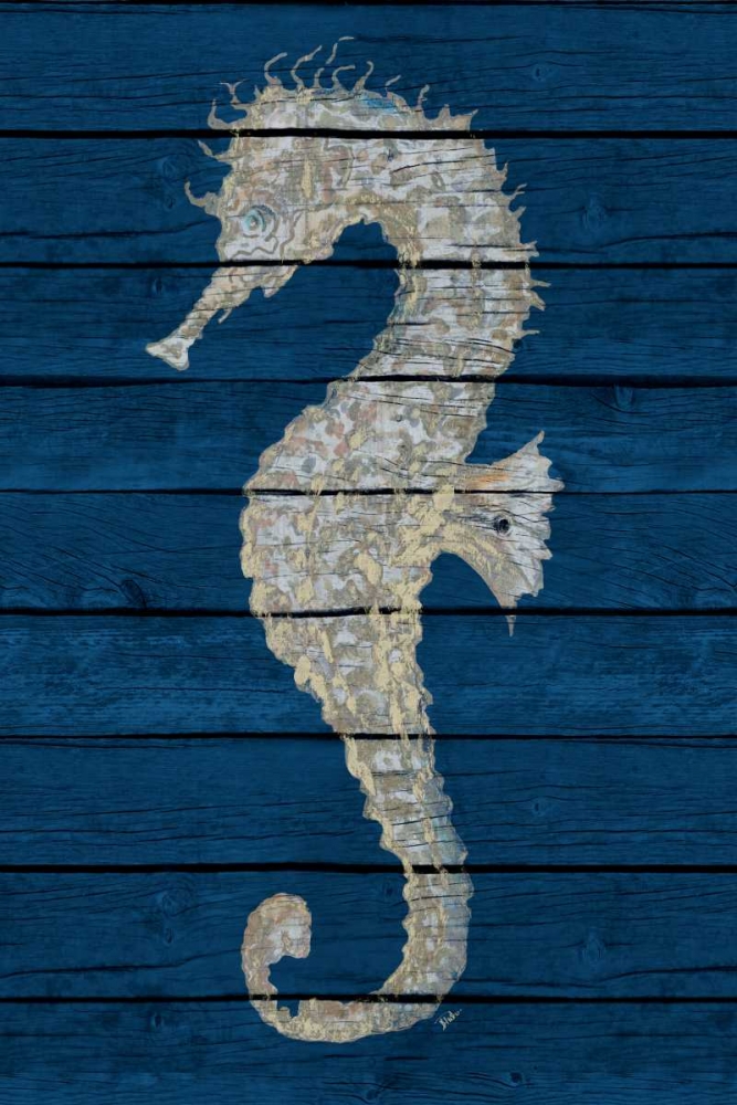 Antique Seahorse on Blue II art print by Patricia Pinto for $57.95 CAD