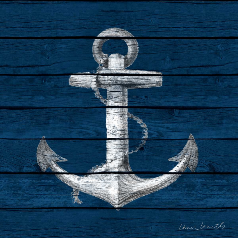 Anchor on Blue Wood art print by Lanie Loreth for $57.95 CAD