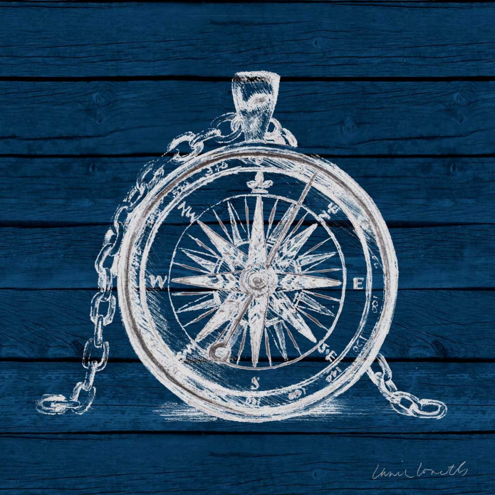 Compass on Blue Wood art print by Lanie Loreth for $57.95 CAD