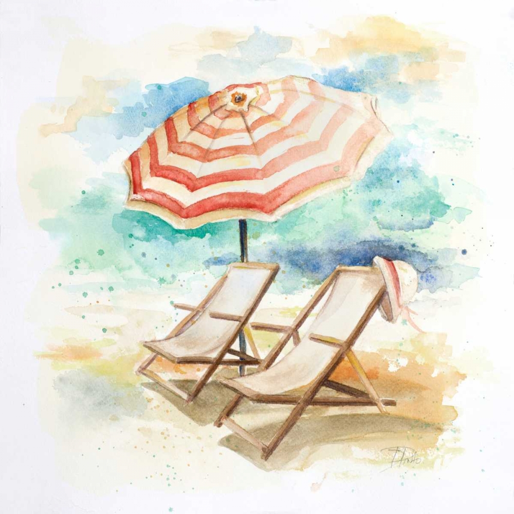 Umbrella On The Beach I art print by Patricia Pinto for $57.95 CAD