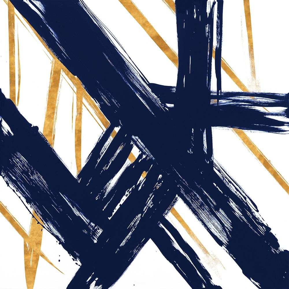 Navy with Gold Strokes III art print by Megan Morris for $57.95 CAD