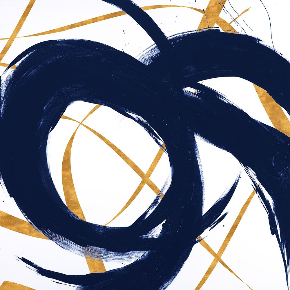 Navy with Gold Strokes II art print by Megan Morris for $57.95 CAD