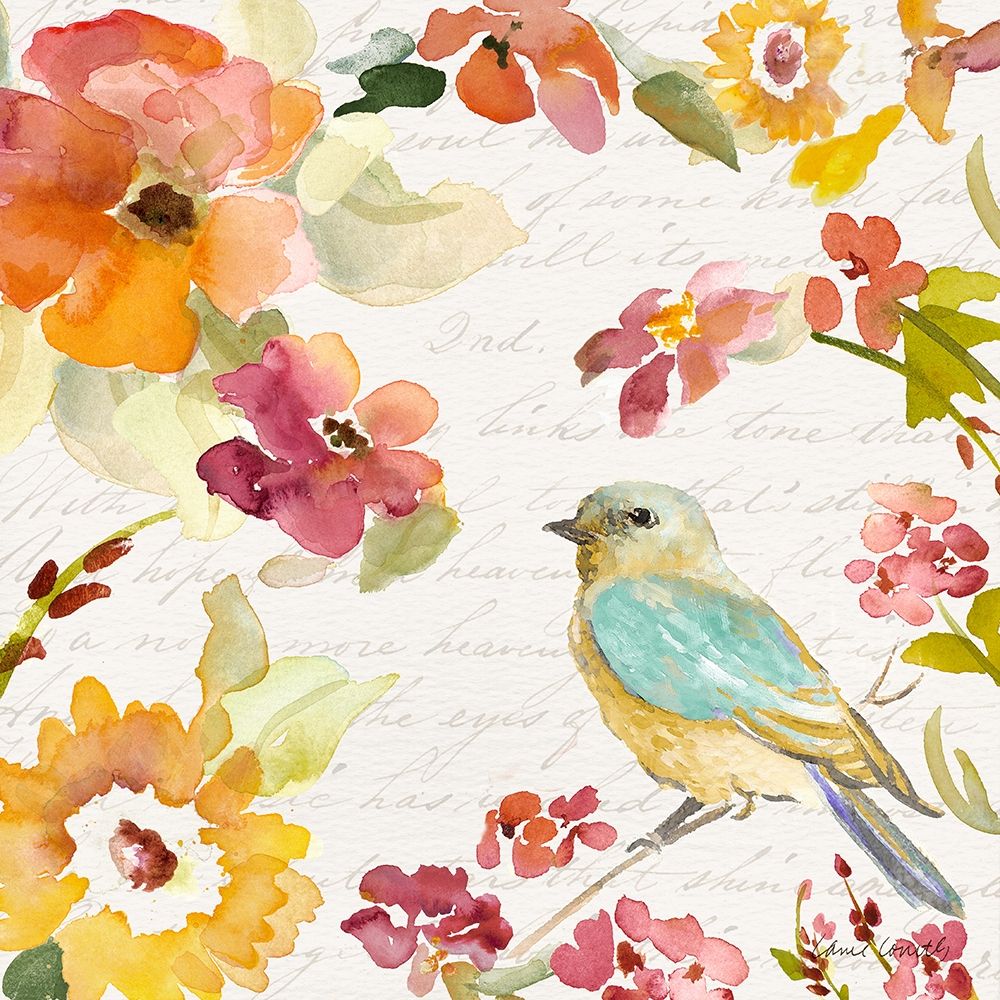 Floral Bird Script I art print by Lanie Loreth for $57.95 CAD
