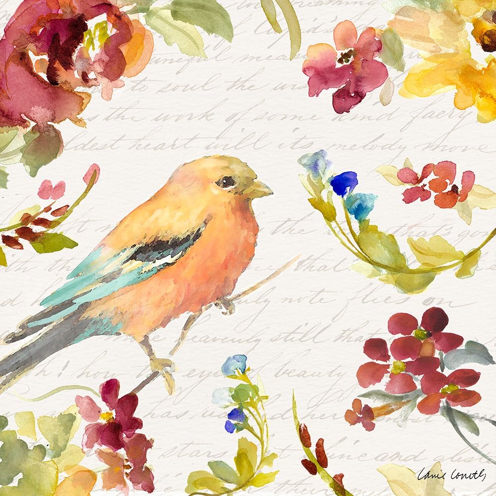 Floral Bird Script II art print by Lanie Loreth for $57.95 CAD