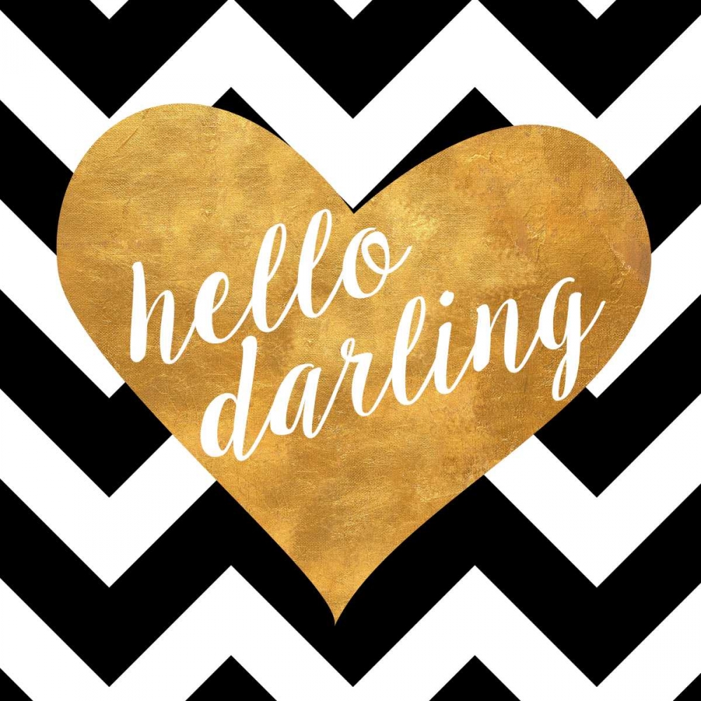 Gold Chevron Hearts Square II art print by SD Graphics Studio for $57.95 CAD