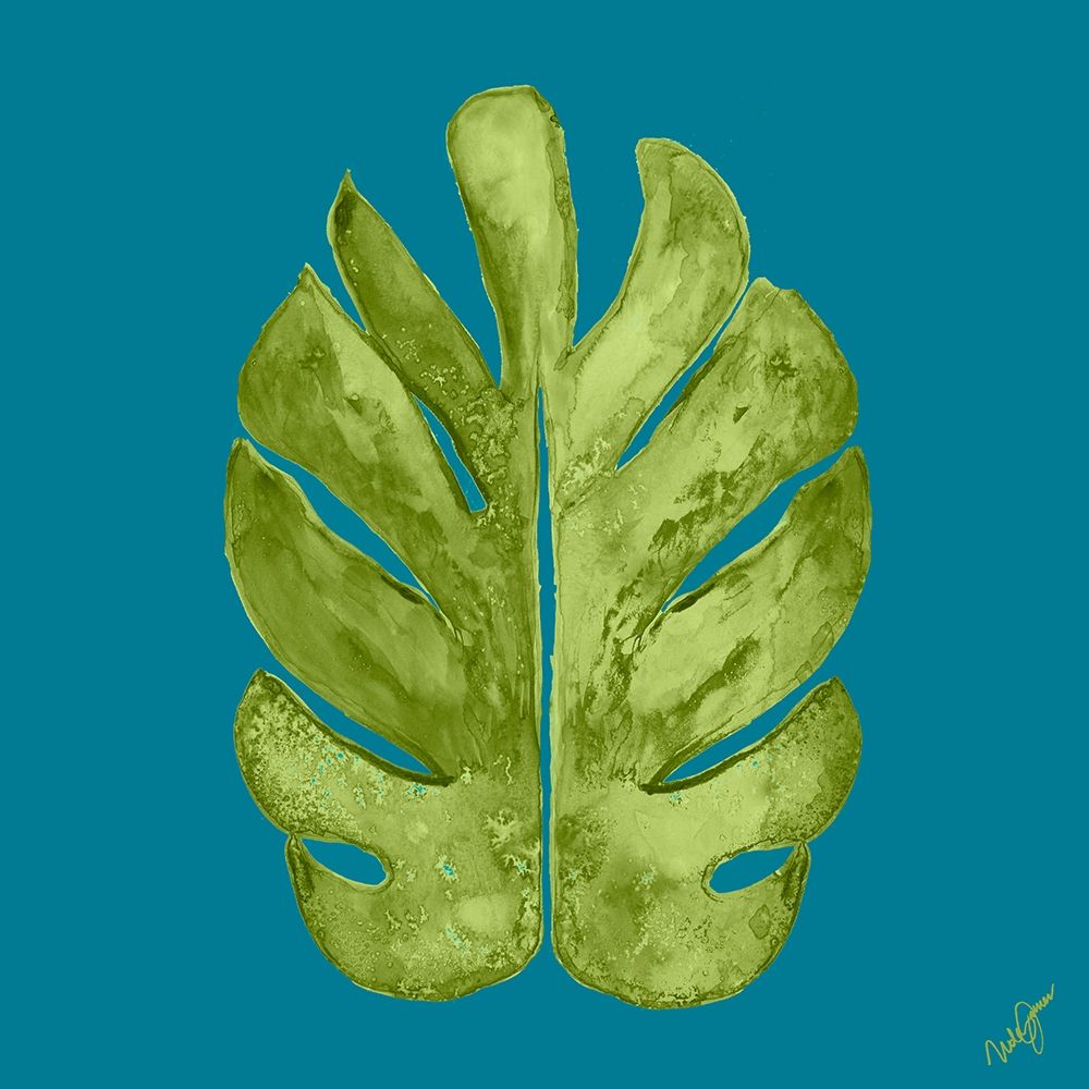 Leaf On Teal I art print by Kat Papa for $57.95 CAD
