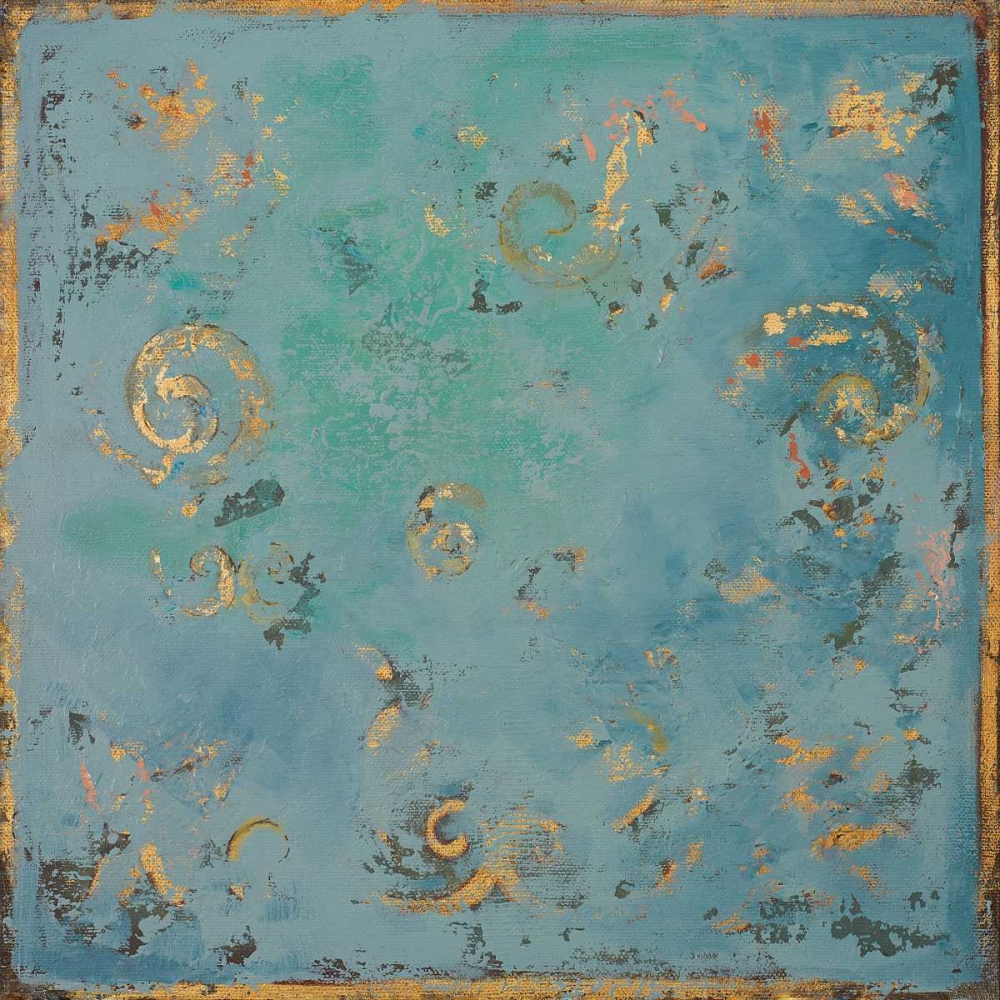 Gold Swirls on Blue art print by Patricia Pinto for $57.95 CAD