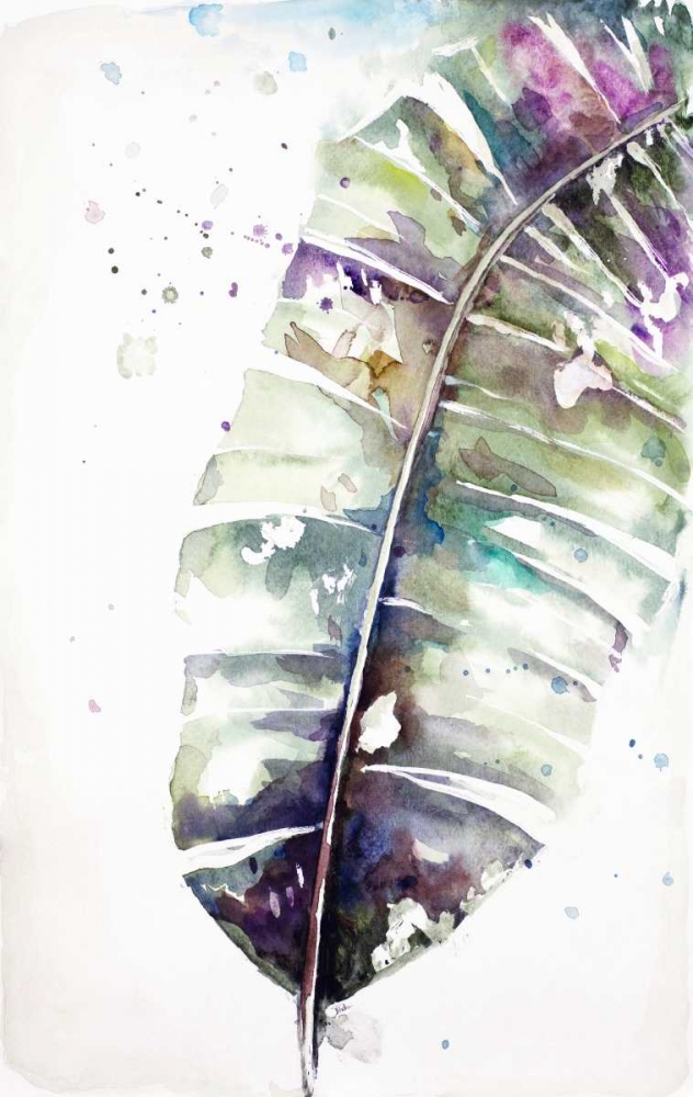 Watercolor Plantain Leaves with Purple II art print by Patricia Pinto for $57.95 CAD