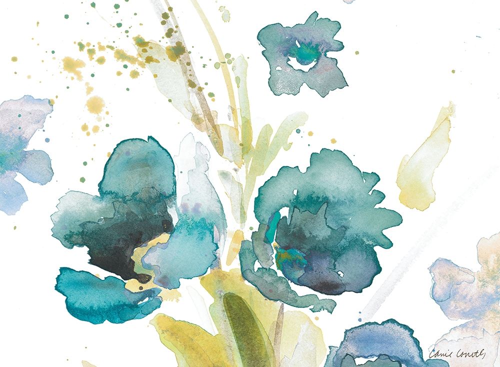 Blue Watercolor Modern Poppies I art print by Lanie Loreth for $57.95 CAD