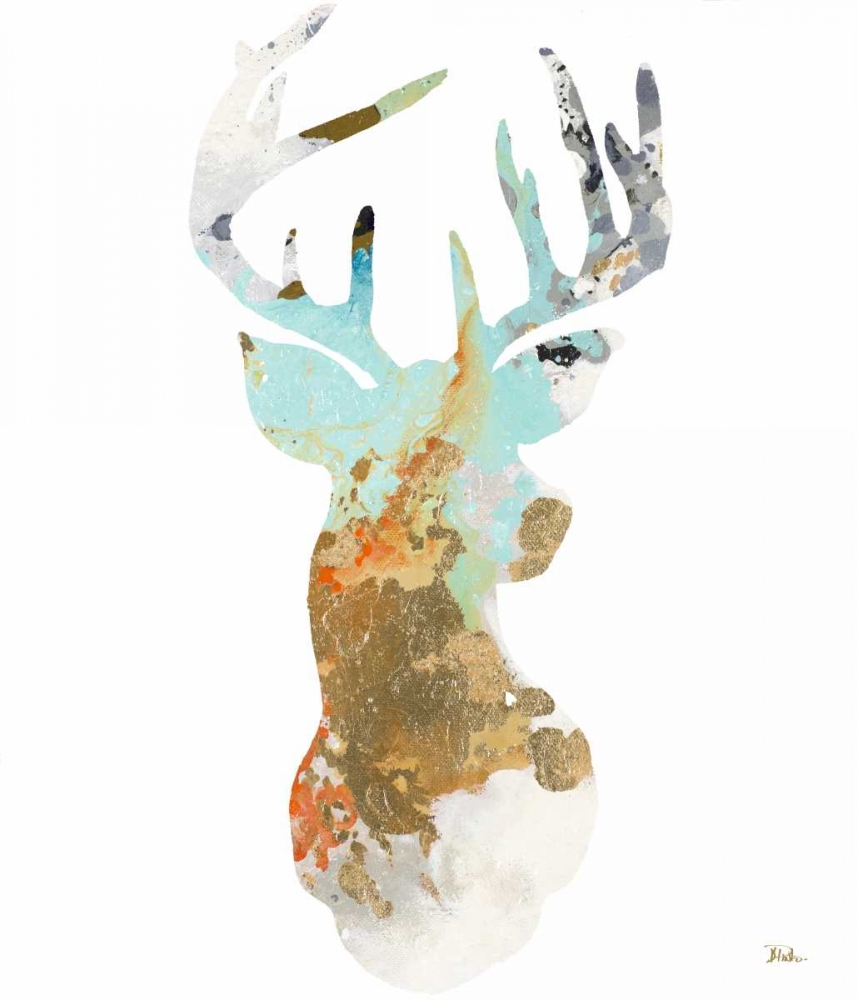 Gold Deer on Forest art print by Patricia Pinto for $57.95 CAD