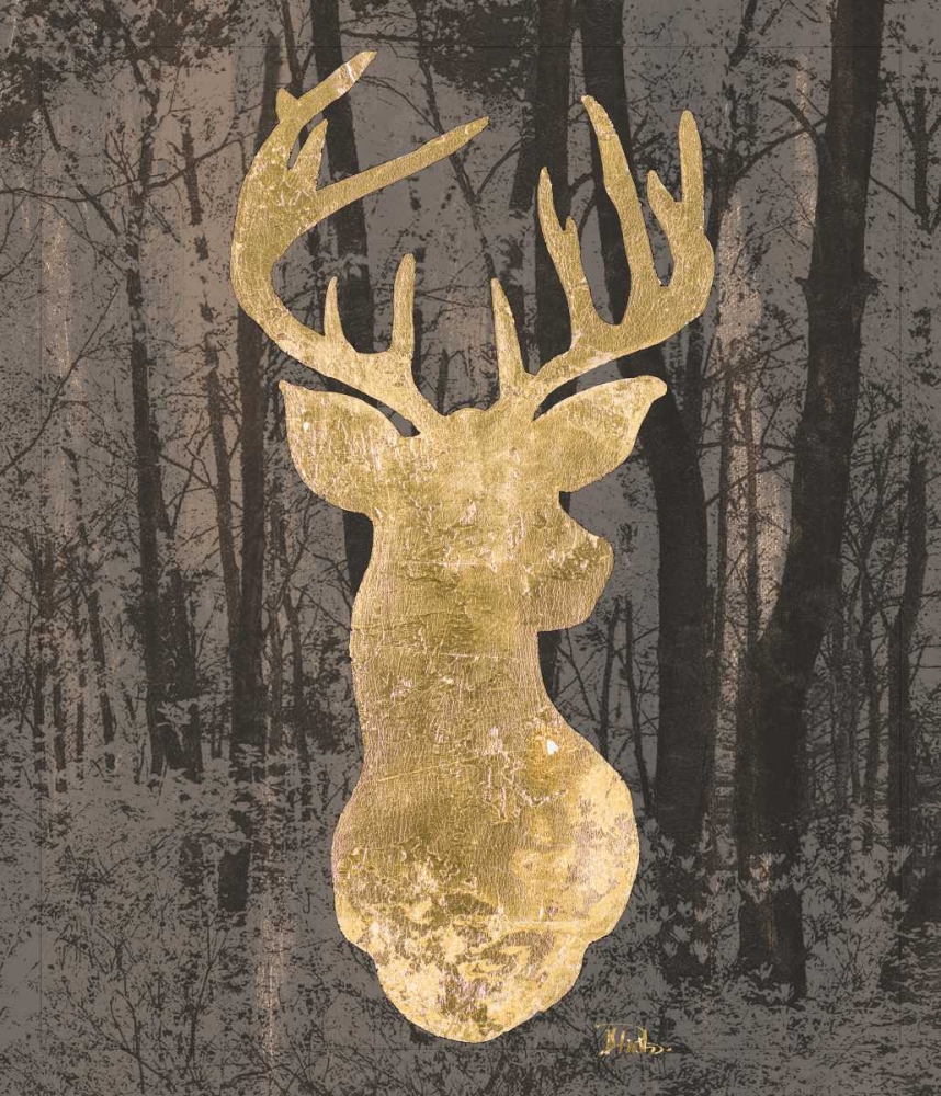 Gold Deer on Black art print by Patricia Pinto for $57.95 CAD