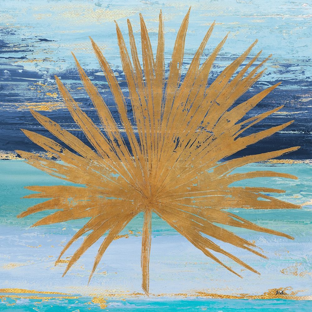 Gold and Teal Leaf Palm I art print by Patricia Pinto for $57.95 CAD