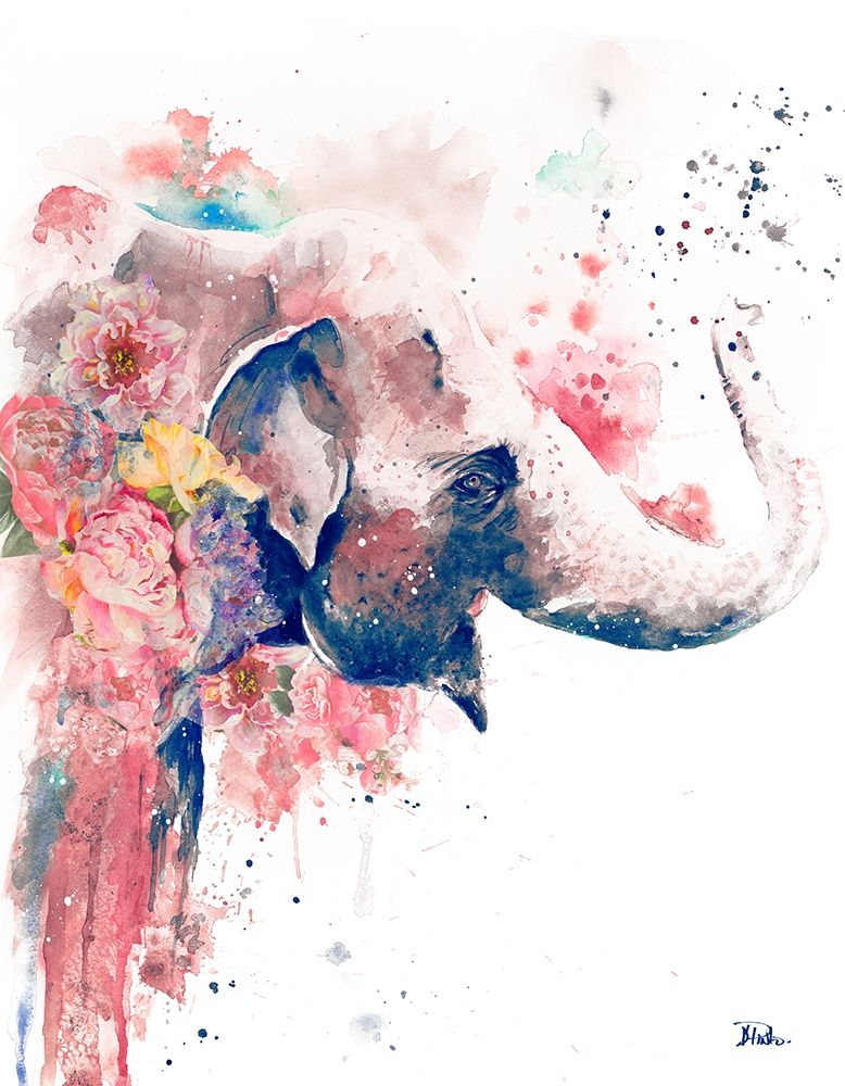 Floral Water Elephant art print by Patricia Pinto for $57.95 CAD