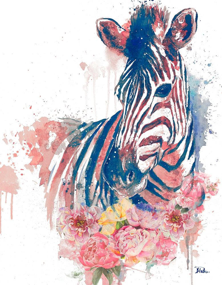 Floral Watercolor Zebra art print by Patricia Pinto for $57.95 CAD